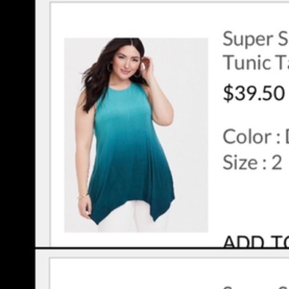 Super soft teal ombré handkerchief tunic tank sz2